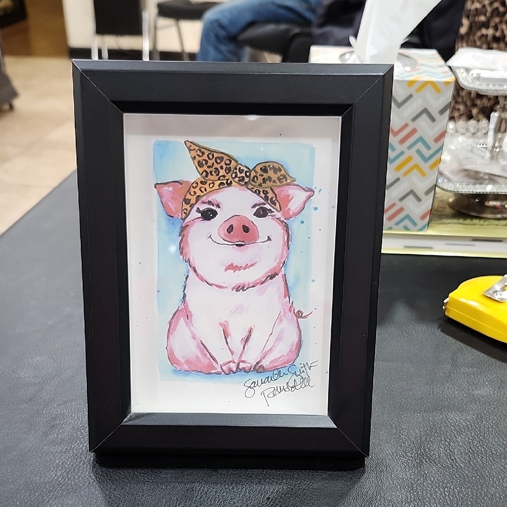 FRAMED PIG ART PRINT